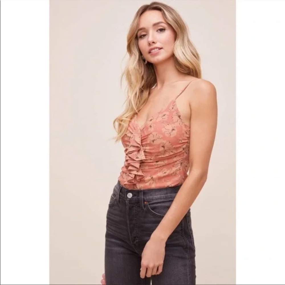 ASTR Floral Shirred Ruffle Cami Top - Picture 3 of 5